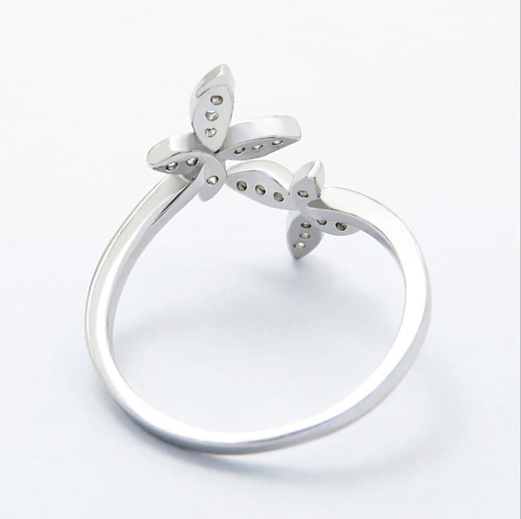 Sterling silver adjustable butterfly ring, view 1
