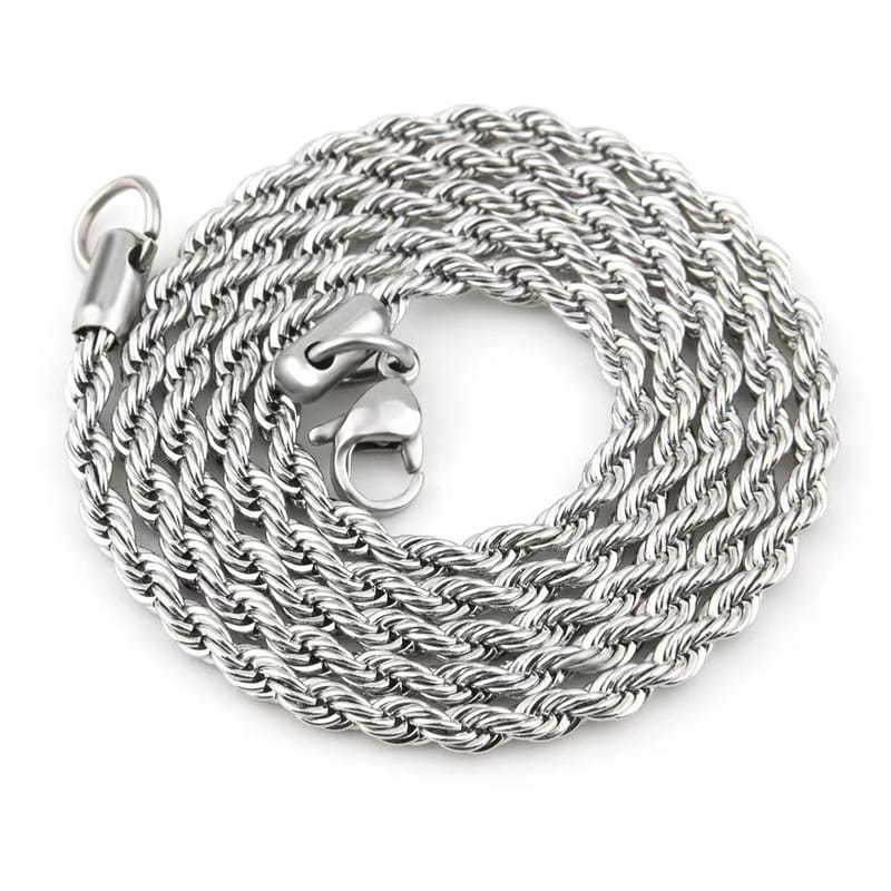Stainless Steel Twist Chain Necklace, Silver, view 1