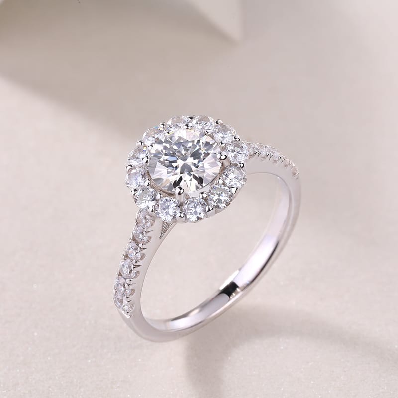 Large Moissanite S925 Silver Wedding Ring, view 1