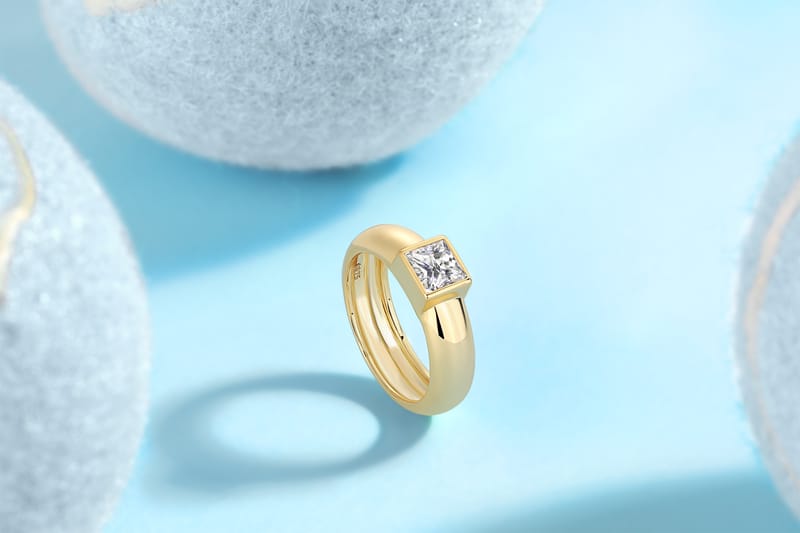 Square Moissanite S925 Silver Ring, view 1
