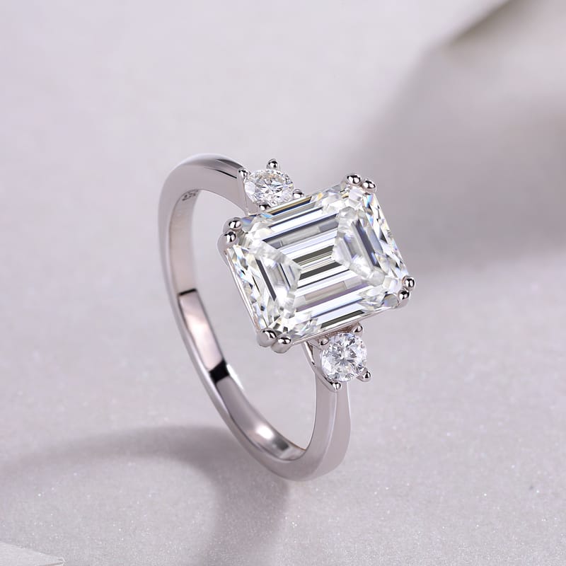 Octagon-Cut Moissanite S925 Silver Ring, view 1