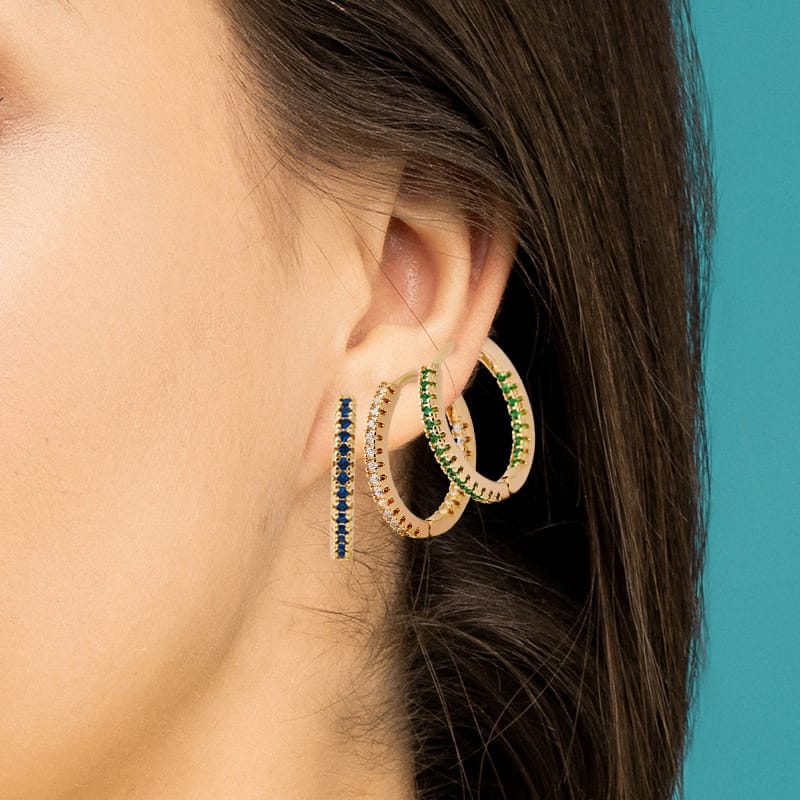 Zircon circle hoop earrings, view 1