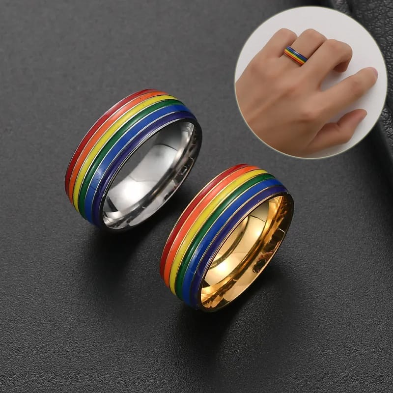 Rainbow Pride Stainless Steel Ring, view 1