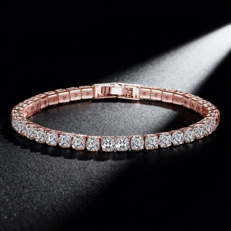 Cubic Zirconia Tennis Chain Bracelet, rose gold