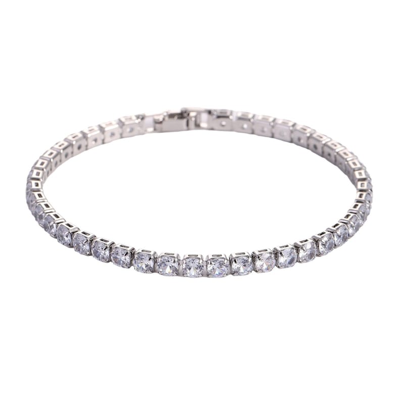 Sparkling Zircon Bracelet with Extender Chain, silvery, view 1