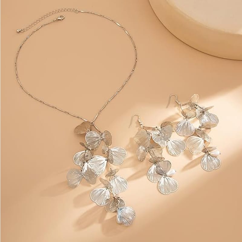 Gold Leaf Tassel Choker Necklace, White, view 1