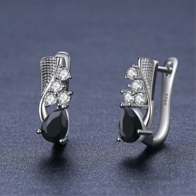 Drop-shaped rhinestone earrings, view 1