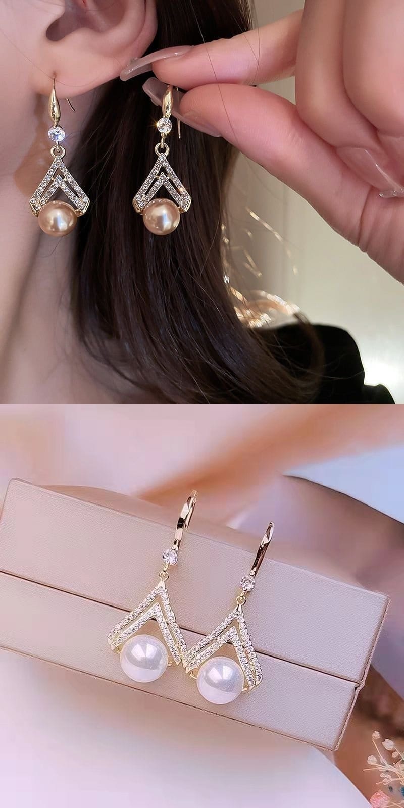 Water drop pearl earrings, view 1