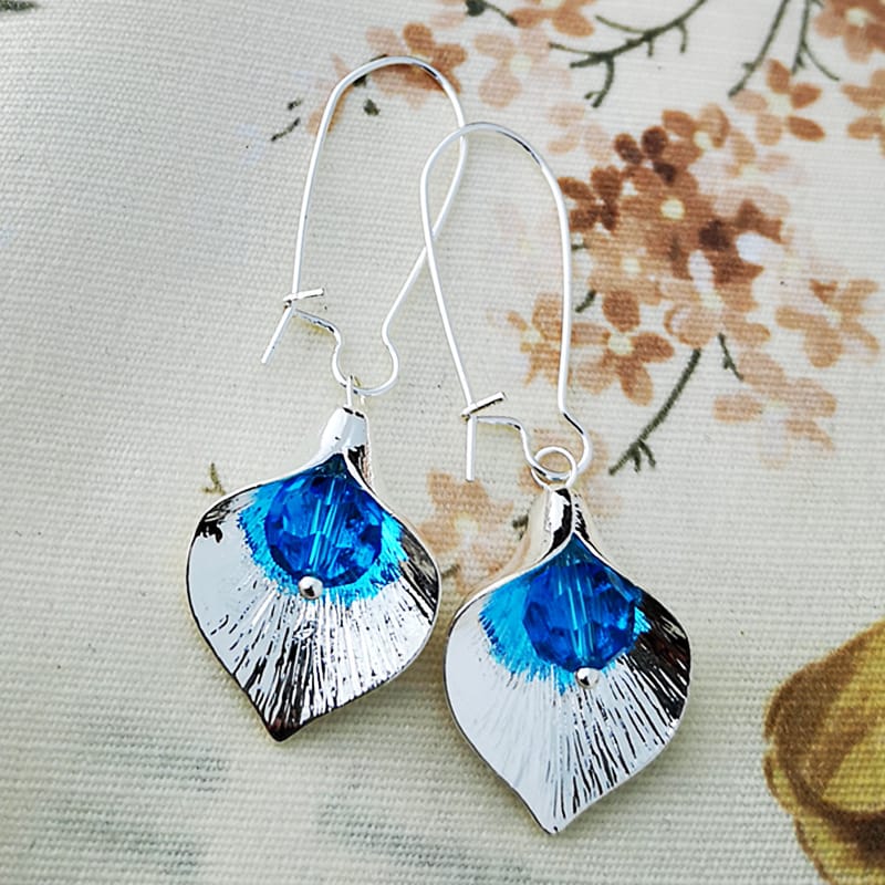 Orchid long crystal earrings, view 1