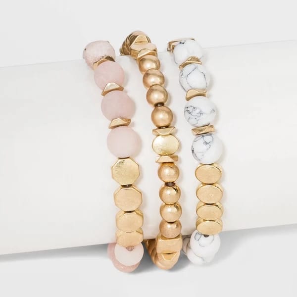 Semi-Precious Howlite & Sunstone Bracelet Set, view 1