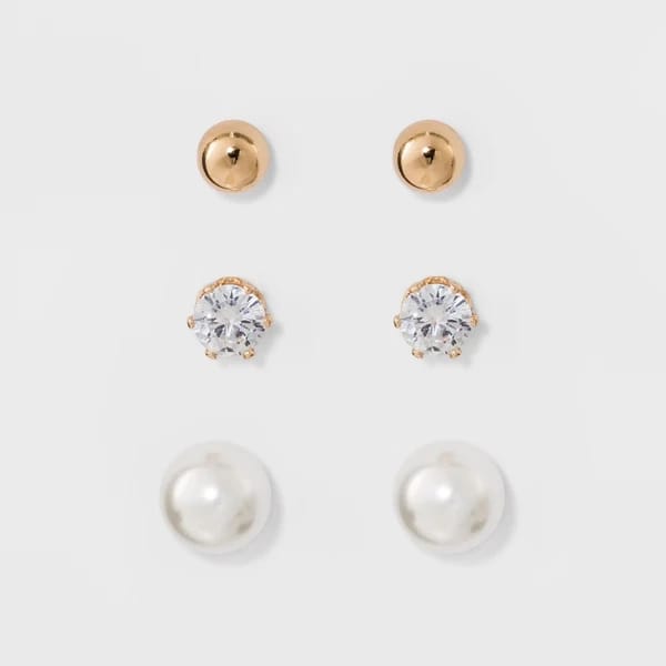 Stud Earring Set 3pk, view 1