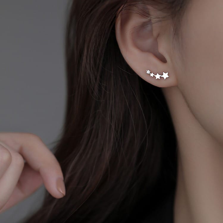 Frosty-Style Silver Stud Earrings, view 1