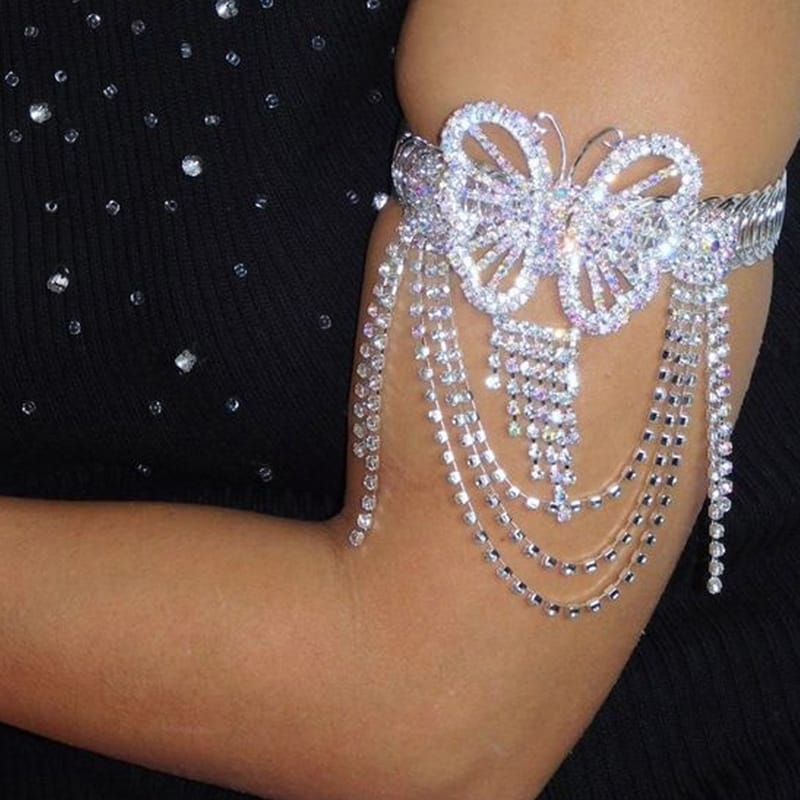 Niche Fairy Butterfly Tassel Rhinestone Bracelet, view 1