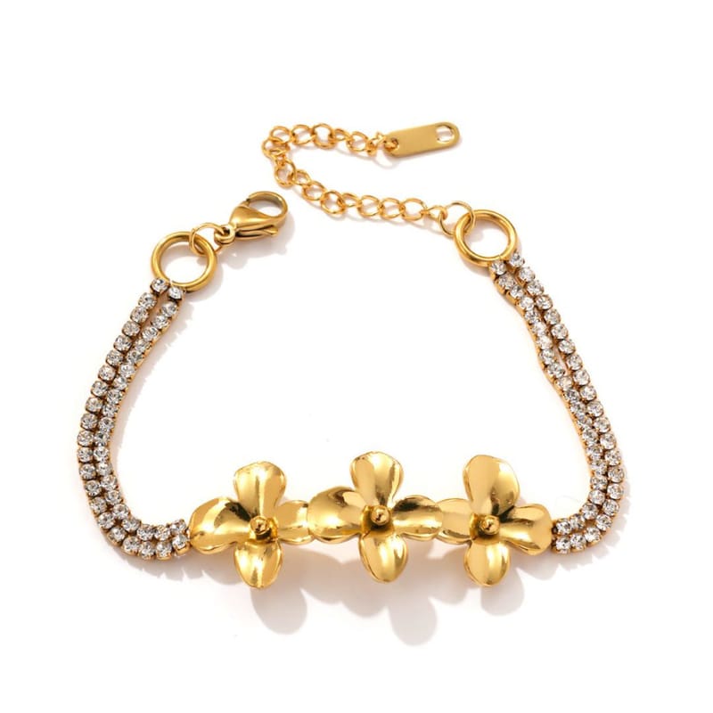 Light Luxury 18K Gold Plated Flower Bracelet, view 1