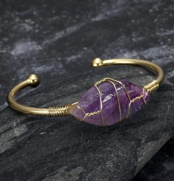 Asgard Crafted Natural Gemstone Bangle, Amethyst