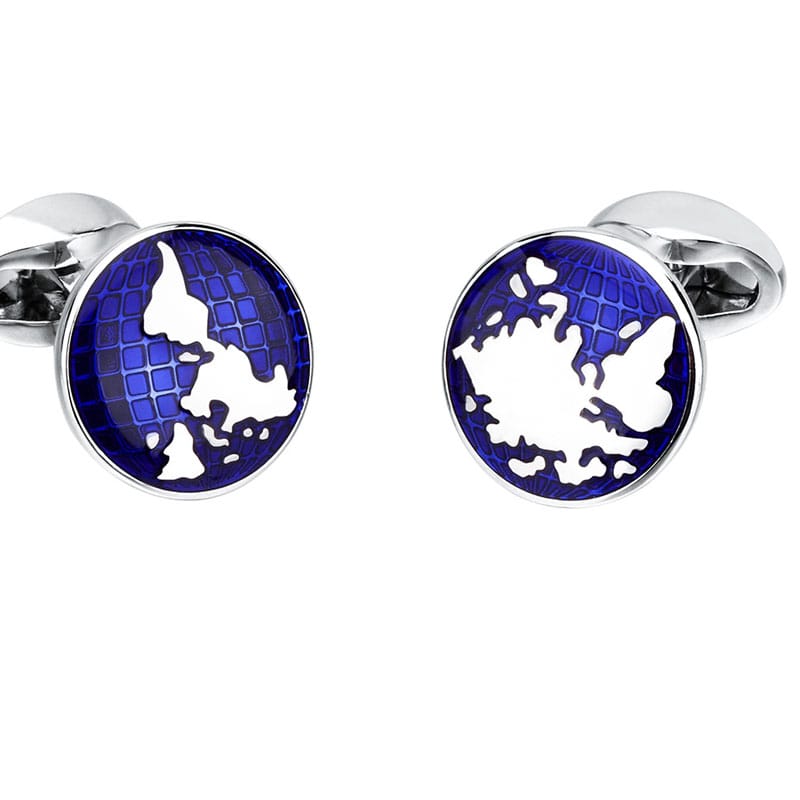 Men's World Map French Cuff Nail Shirt Cufflinks, view 1