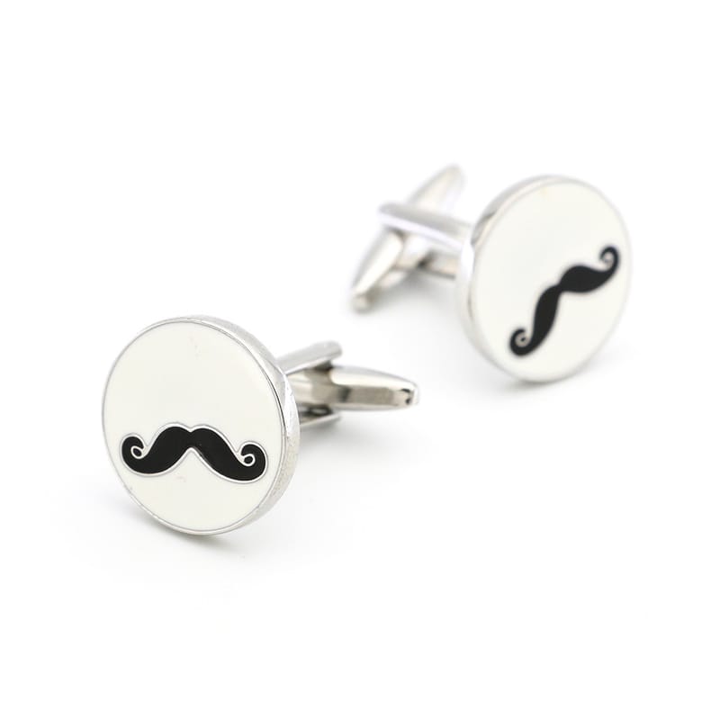 Metal Copper Round Black Beard Cuff Links, view 1