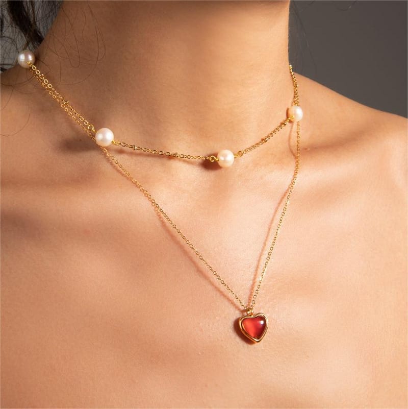Heart Pendant Necklace & Earrings, view 1