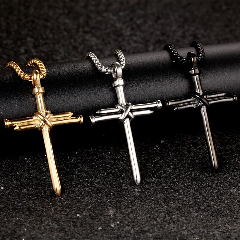 Steel Cross Pendant Necklace, view 1