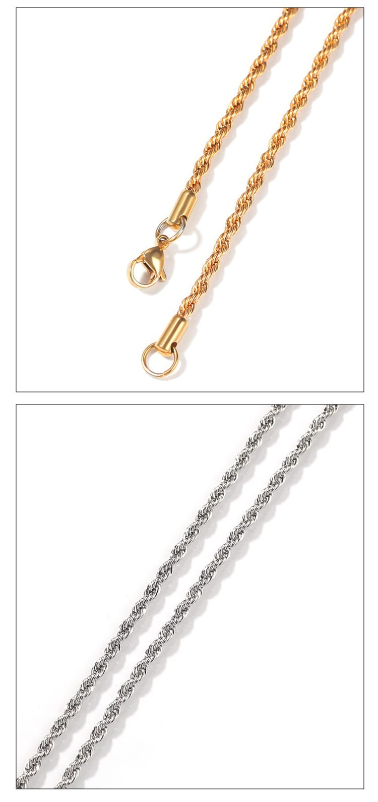 Stainless Steel Twisted Rope Chain Bracelet, view 1