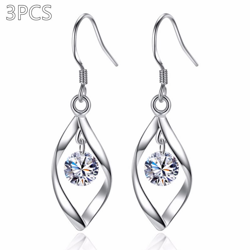Platinum-Plated Zircon Drop Earrings, view 1