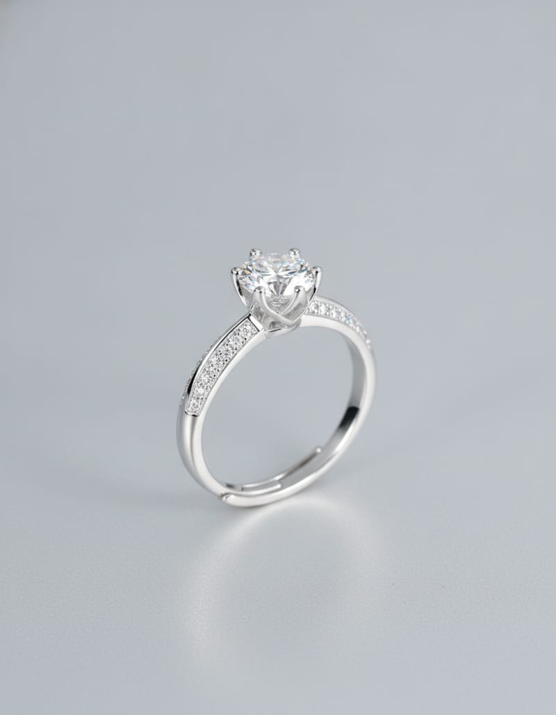1 Carat Moissanite S925 Silver Wedding Ring — US 5 — studio main