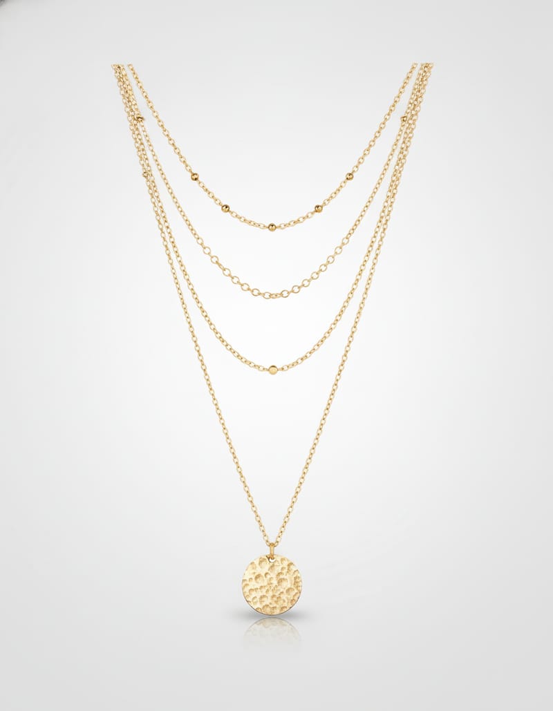 14K Hammered Coin Layered Necklace Set — studio main
