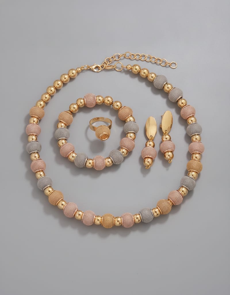 5-Piece Metallic Beaded Jewelry Set — studio main