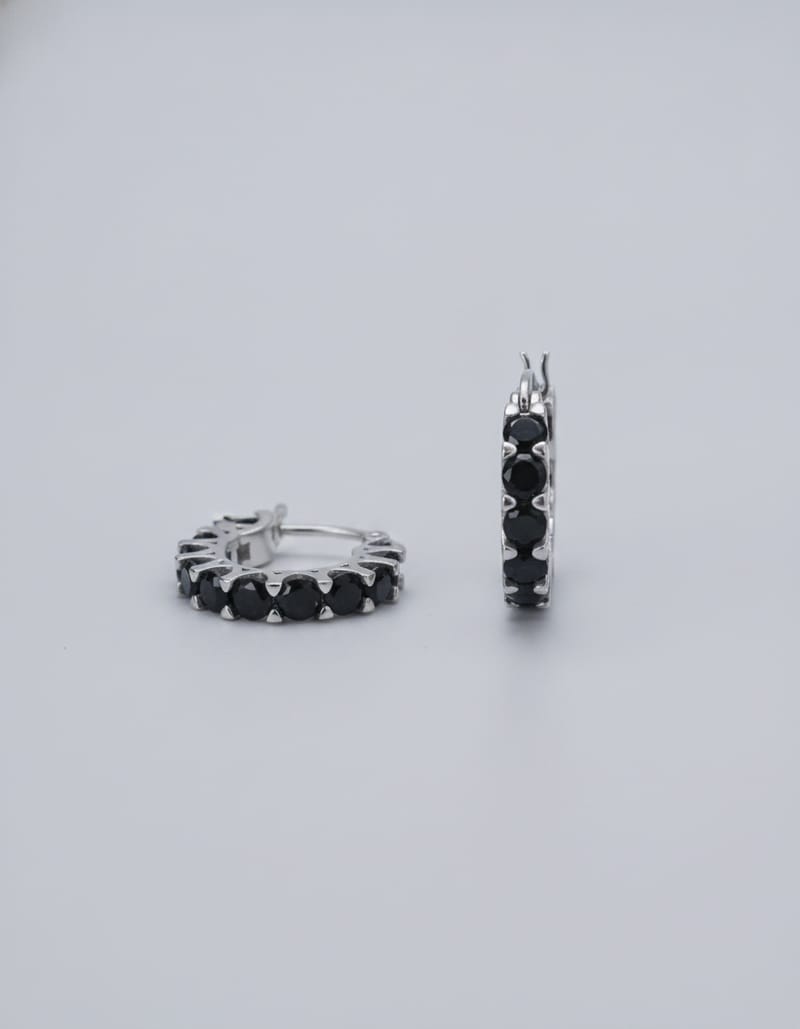 Black Circle Chain Earrings — studio main