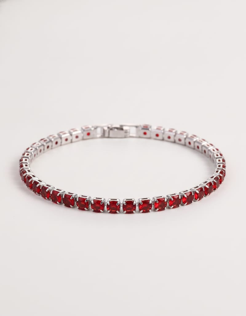 Blood Red Cubic Zirconia Tennis Chain Bracelet, view 1