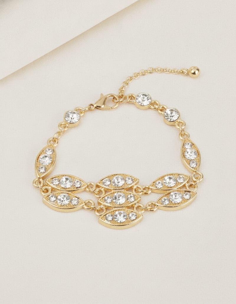 Burnished Gold Rhinestone Bracelet — studio main