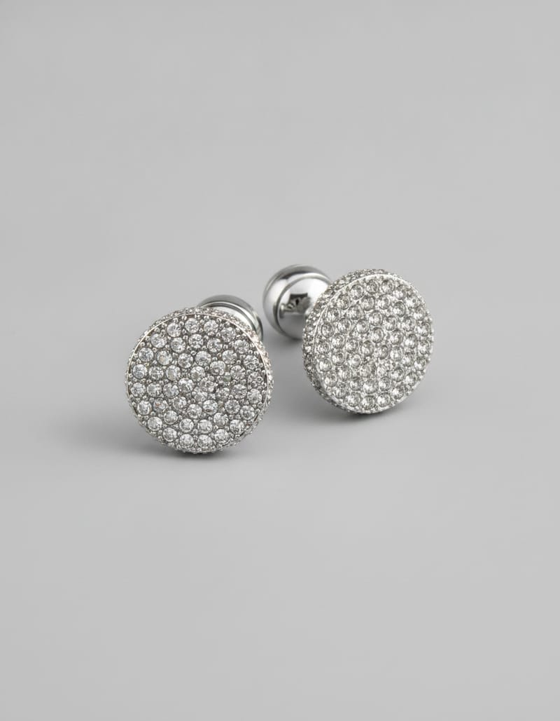 Crystal Full-Rhinestone Round Cufflinks — studio main