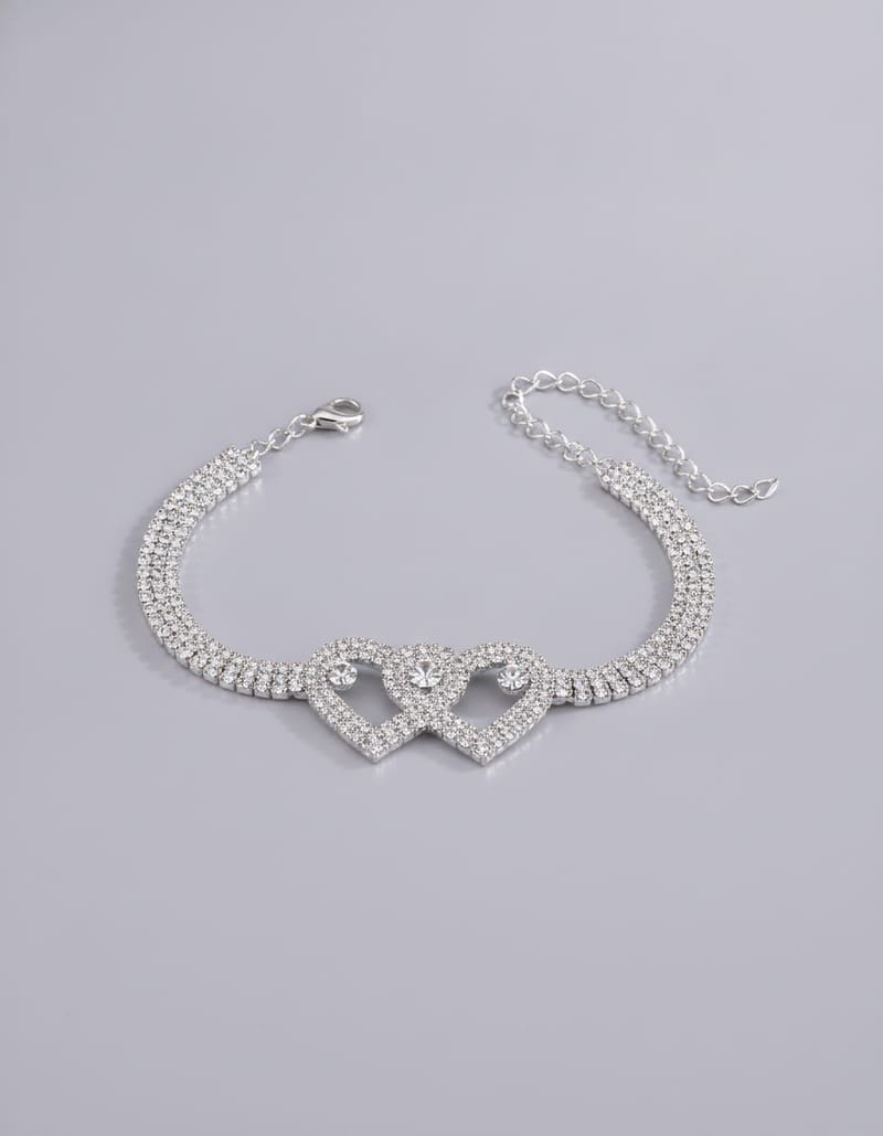 Double Heart Crystal Anklet — studio main