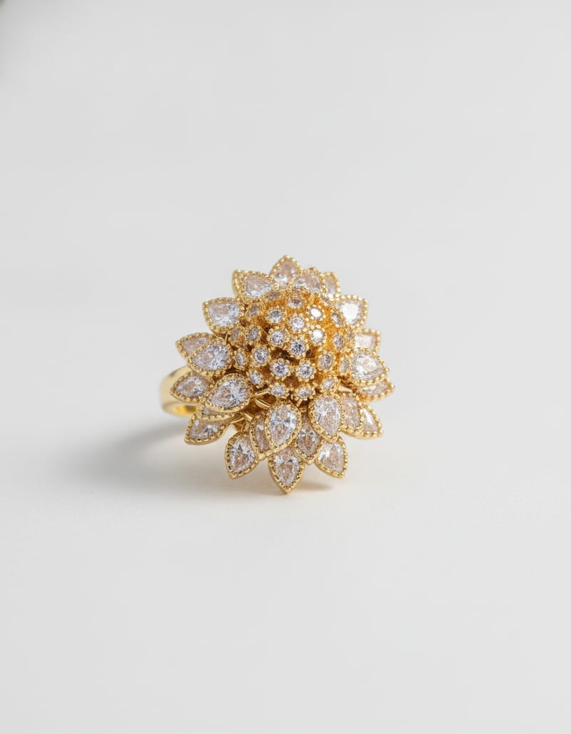 Flower Adjustable Open Gold Ring — studio main