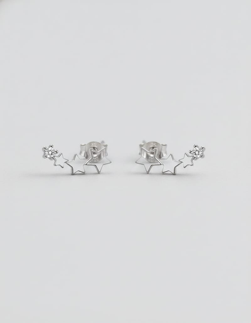 Frosty-Style Silver Stud Earrings — Silver — studio main