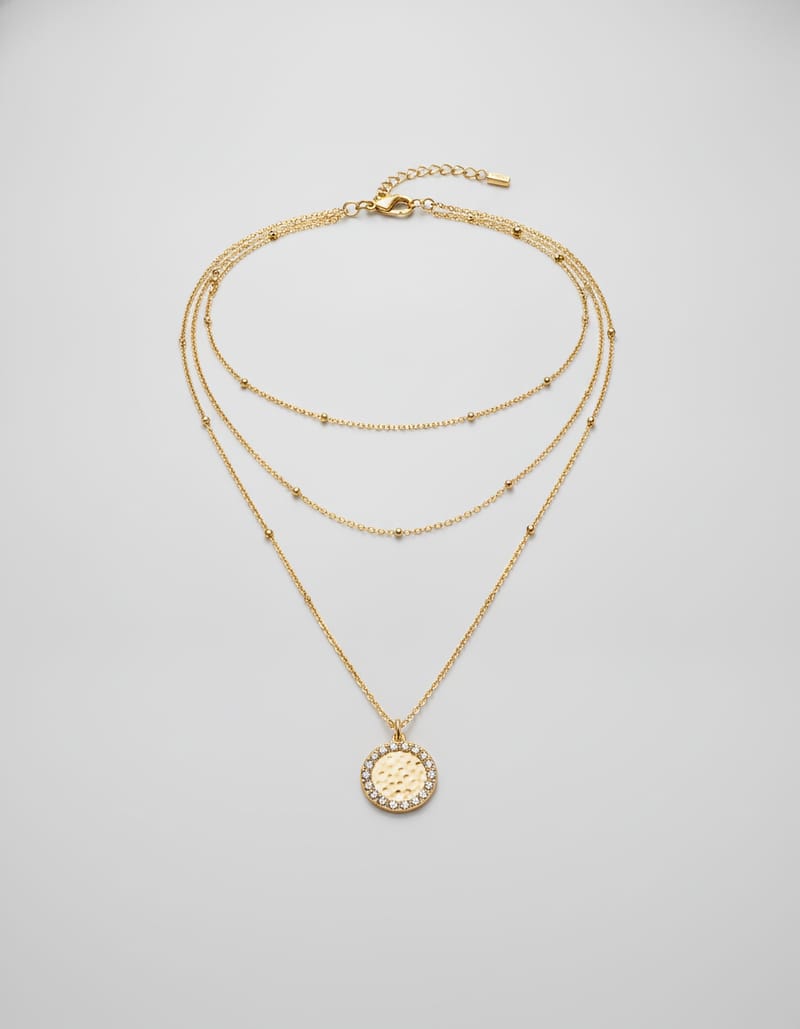 Hammered Coin Layered Choker Necklace Set — studio main