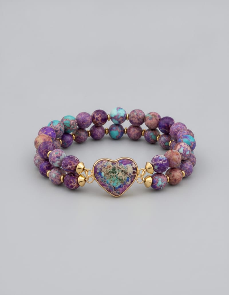 Heart-Shaped Double-Layer Woven Natural Stone Bracelet — studio main
