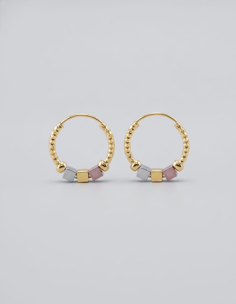 Hollow Rosette Gold Hoop Earrings — studio main