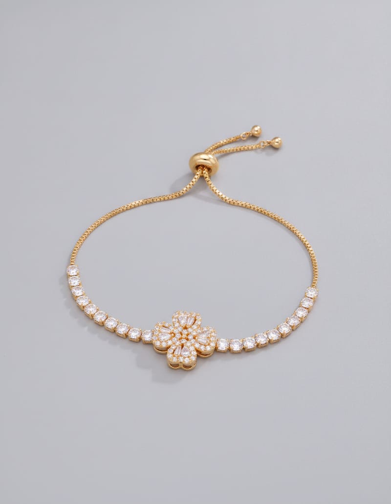 Infinity Heart Cubic Zirconia Adjustable Bracelet — studio main