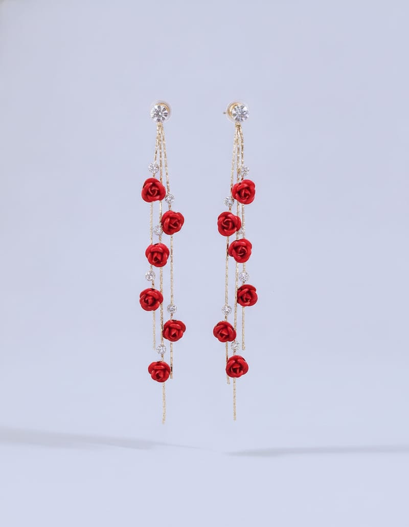 Long Rose Spiral Drop Earrings — studio main