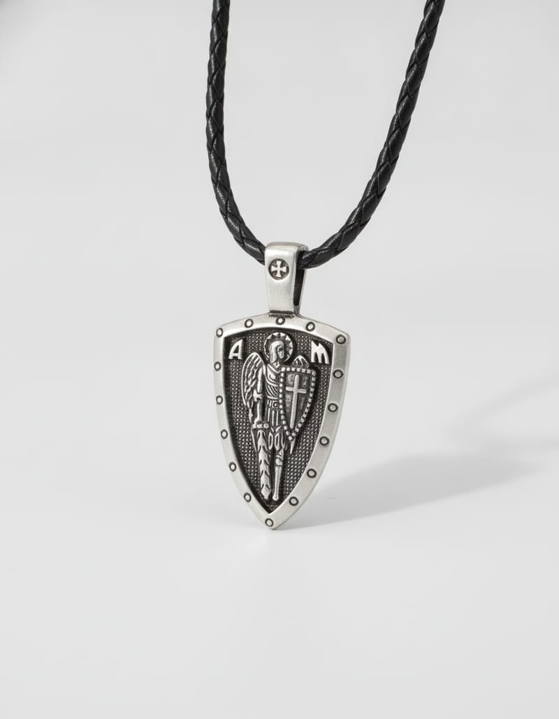 Saint Michael Archangel Pendant Necklace — studio main