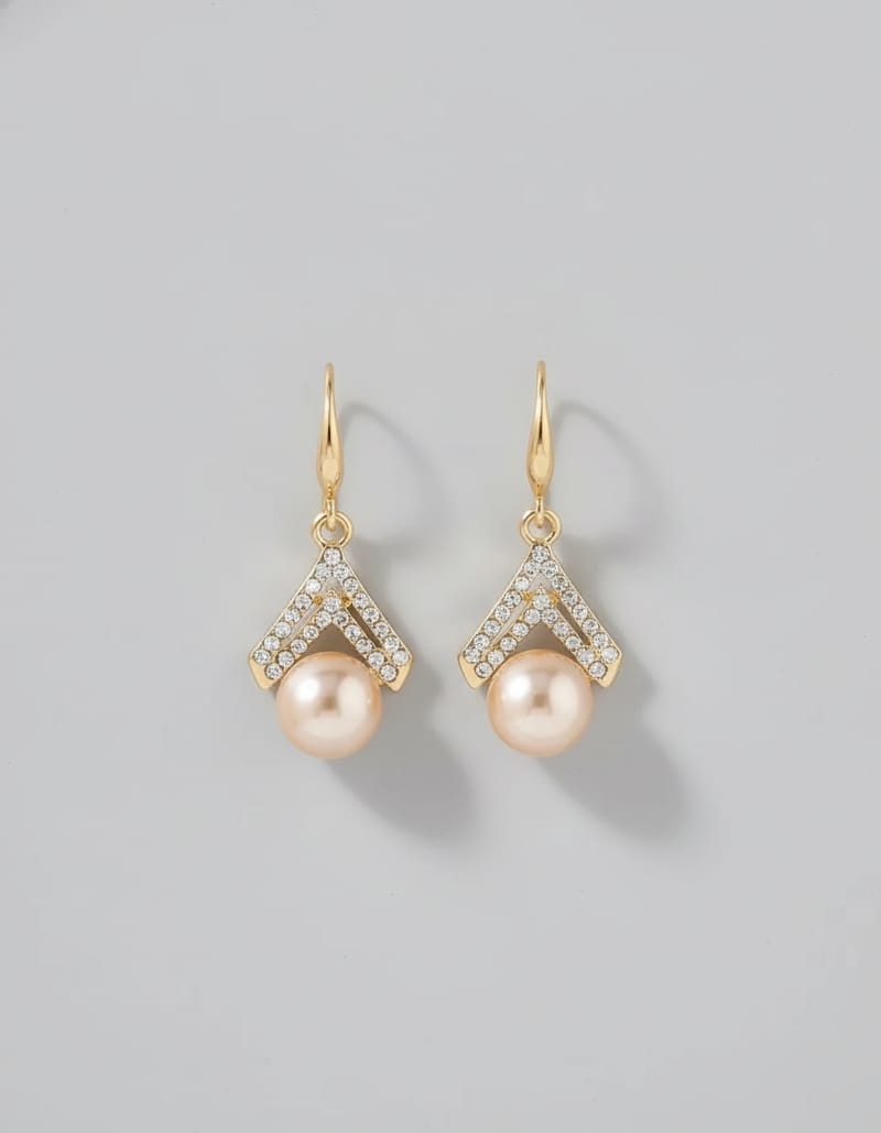 Water Drop Pearl Earrings — Champagne Pearl — studio main