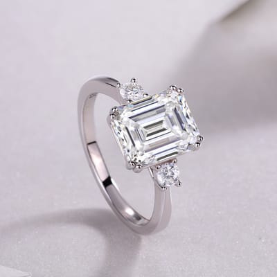 Octagon-Cut Moissanite S925 Silver Ring