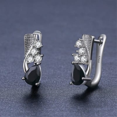Korean-Style Drop-Shaped Rhinestone Earrings