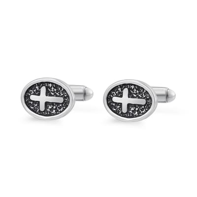 Vintage Oval Cross Stainless Steel Cufflinks