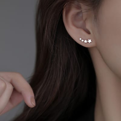 Frosty-Style Silver Stud Earrings