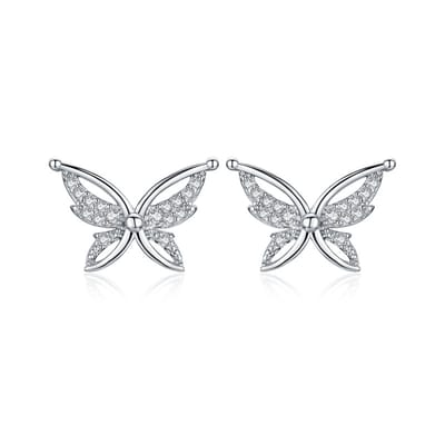 Rhinestone Butterfly Stud Earrings