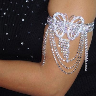 Niche Fairy Butterfly Tassel Rhinestone Arm Chain