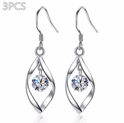 Platinum-Plated Zircon Drop Earrings