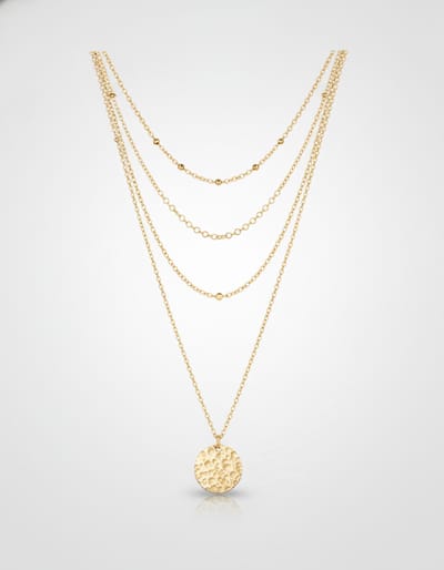 14K Hammered Coin Layered Necklace Set